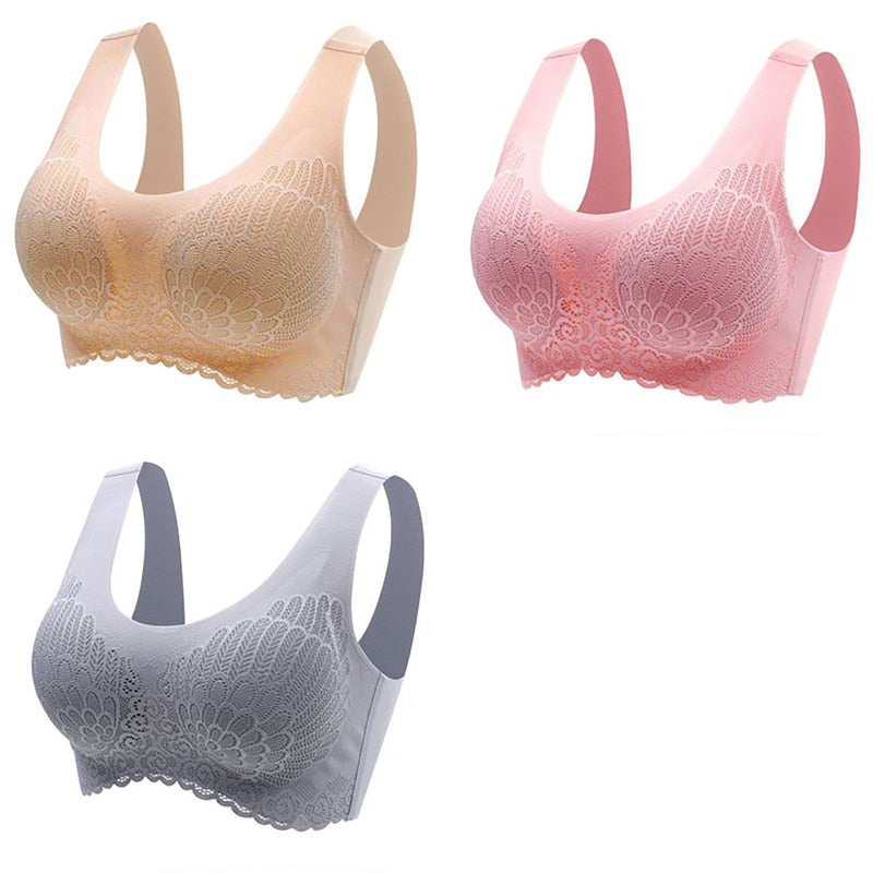3pcs Latex Bra Seamless Bras For Women Underwear BH Push Up Bralette With Pad Vest Top Bra