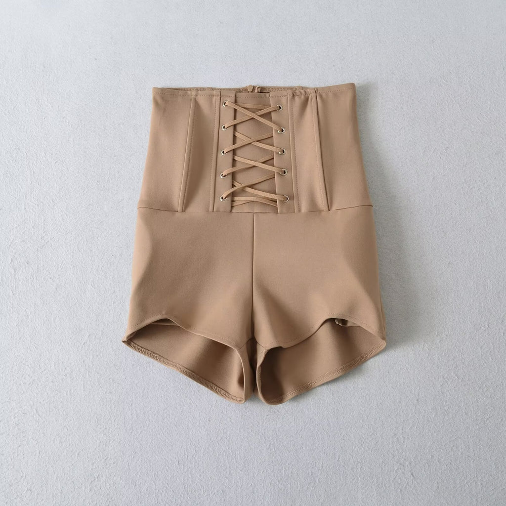 High waisted zip up shorts