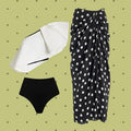 New One Shoulder Ruffle Dot Printed Cut Out Bikini Swimsuit and Skirt Summer Swimwear Women Beachwear Luxury Bathing Sui