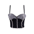 Women's Outerwear Beaded Rhinestone Bandeau Boned Shaping Outerwear Bustier