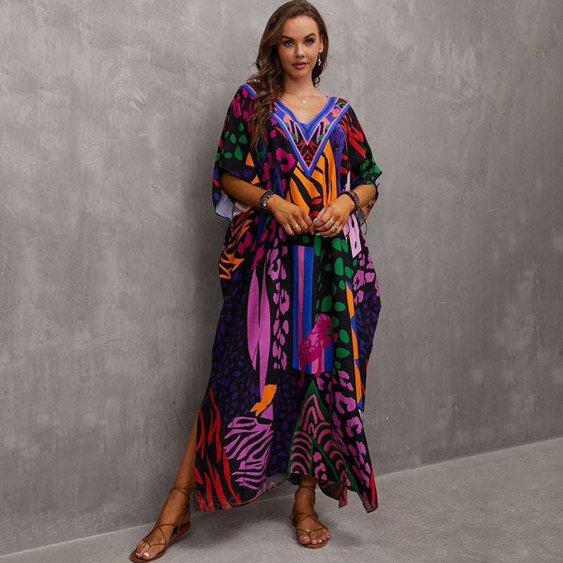 Cotton Beach Cover-Up Shirt | Boho Print Beachwear