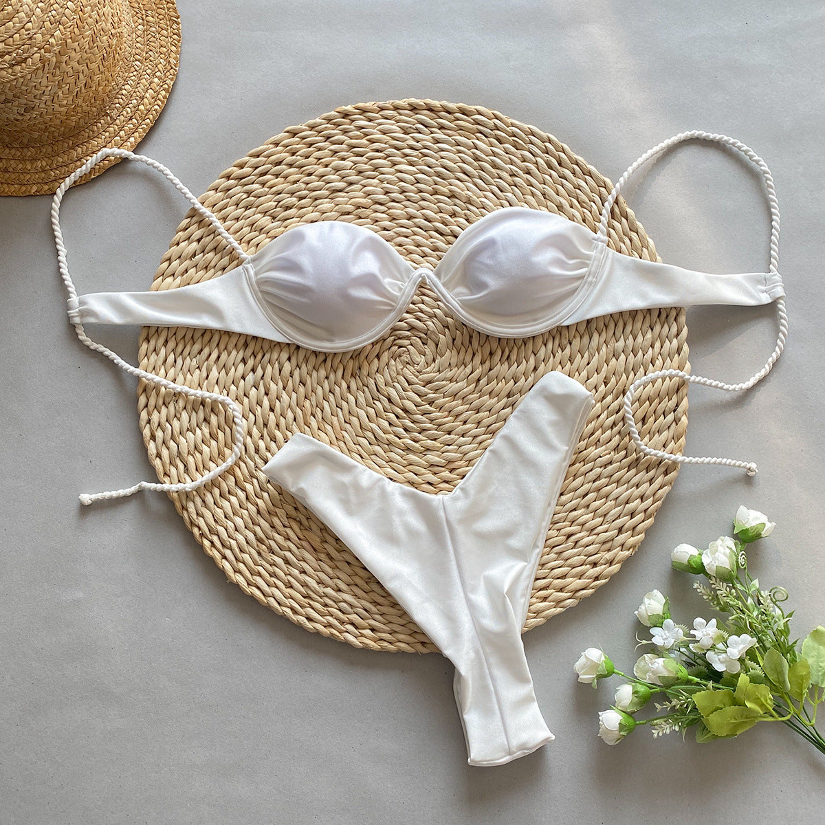 Bikini Steel Support Solid Color Sexy Two-Piece Women's Swimsuit