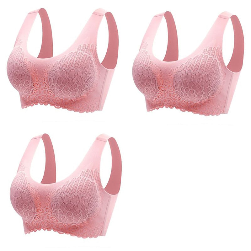 3pcs Latex Bra Seamless Bras For Women Underwear BH Push Up Bralette With Pad Vest Top Bra