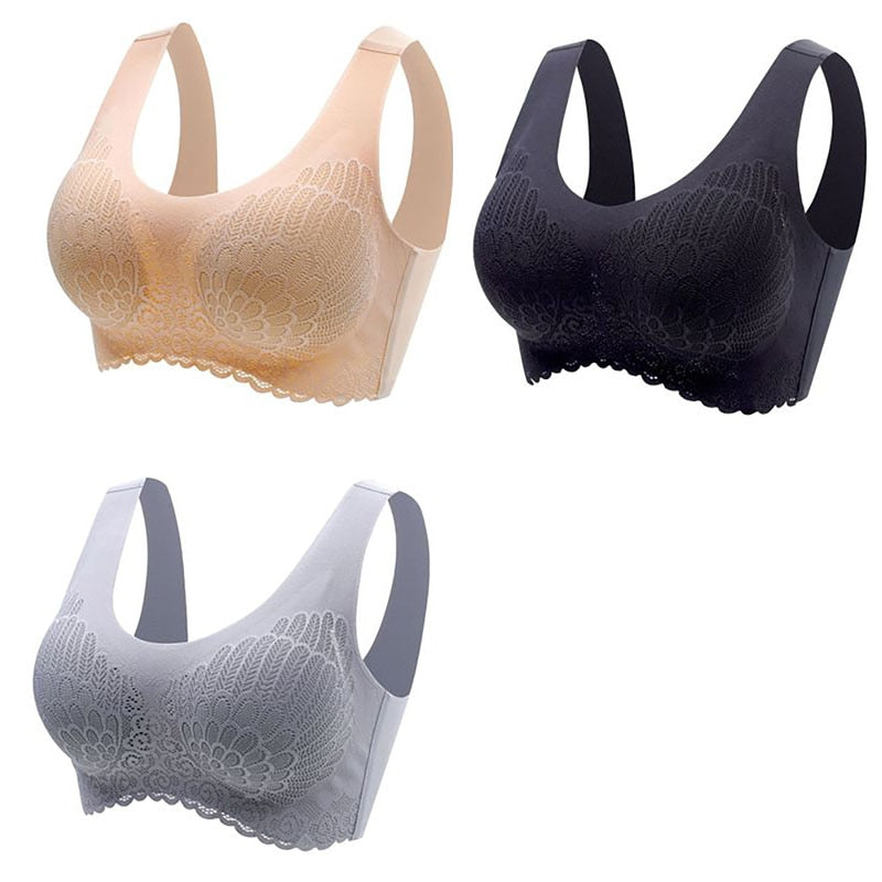 3pcs Latex Bra Seamless Bras For Women Underwear BH Push Up Bralette With Pad Vest Top Bra