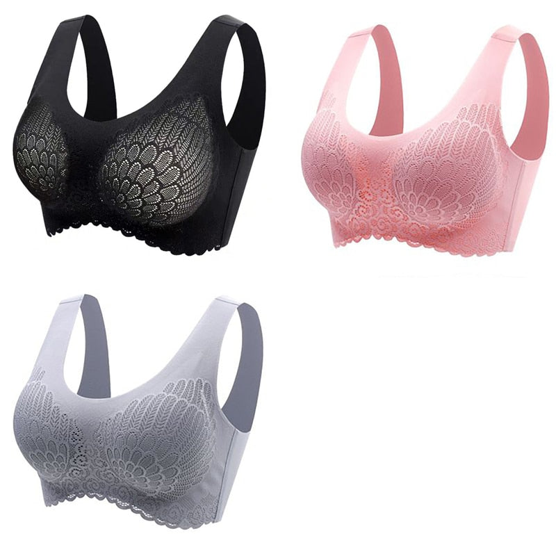 3pcs Latex Bra Seamless Bras For Women Underwear BH Push Up Bralette With Pad Vest Top Bra