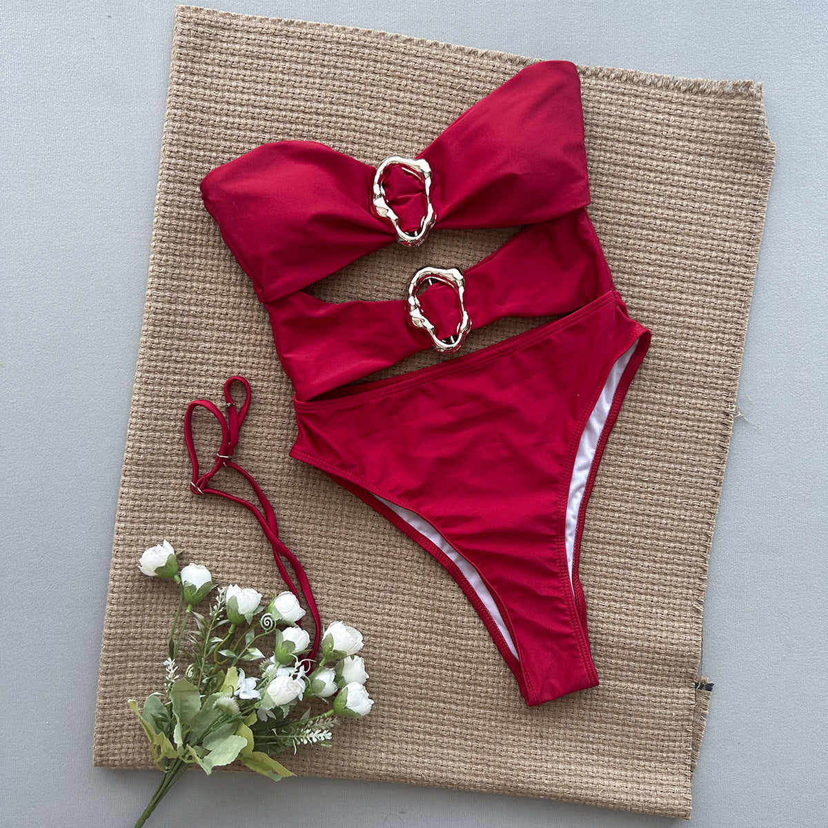 One-Piece Swimsuit Women Bikini  Ladies Sexy Solid Color Swimwear Wholesale Bikini