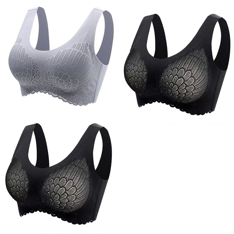 3pcs Latex Bra Seamless Bras For Women Underwear BH Push Up Bralette With Pad Vest Top Bra