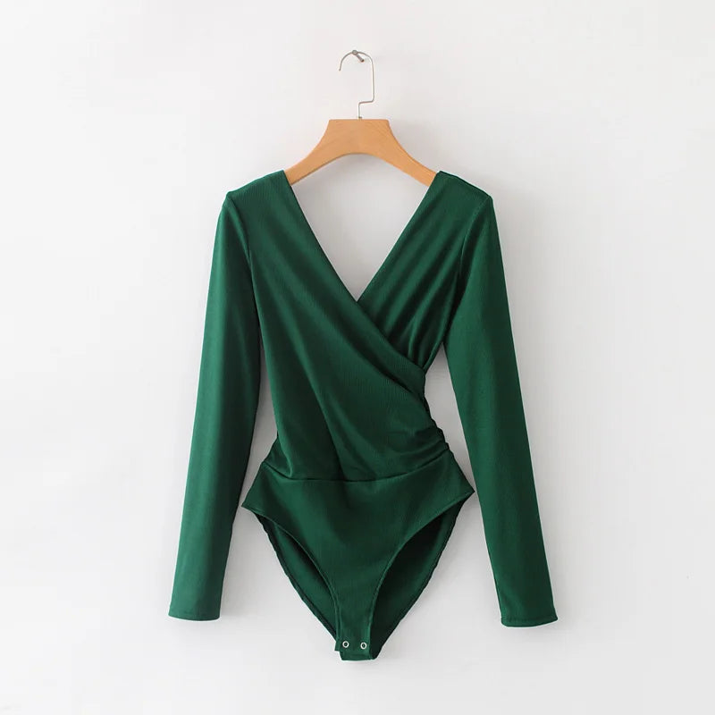 SheMujerSky Long Sleeve Bodysuit Women Backless Jumpsuits Black White Body femme monos cortos de mujer