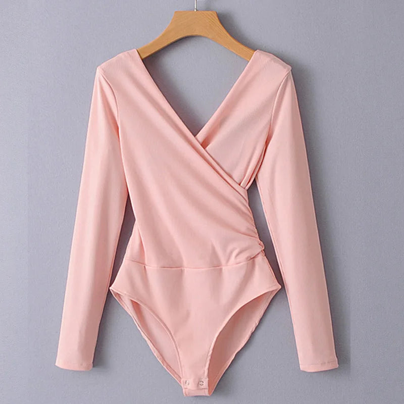 SheMujerSky Long Sleeve Bodysuit Women Backless Jumpsuits Black White Body femme monos cortos de mujer