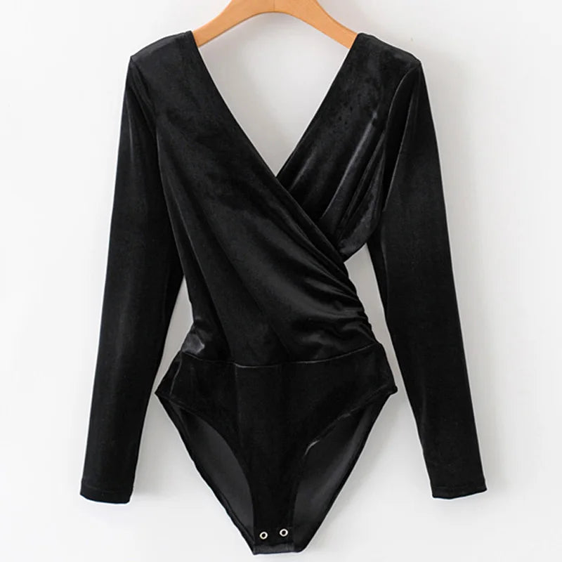 SheMujerSky Long Sleeve Bodysuit Women Backless Jumpsuits Black White Body femme monos cortos de mujer