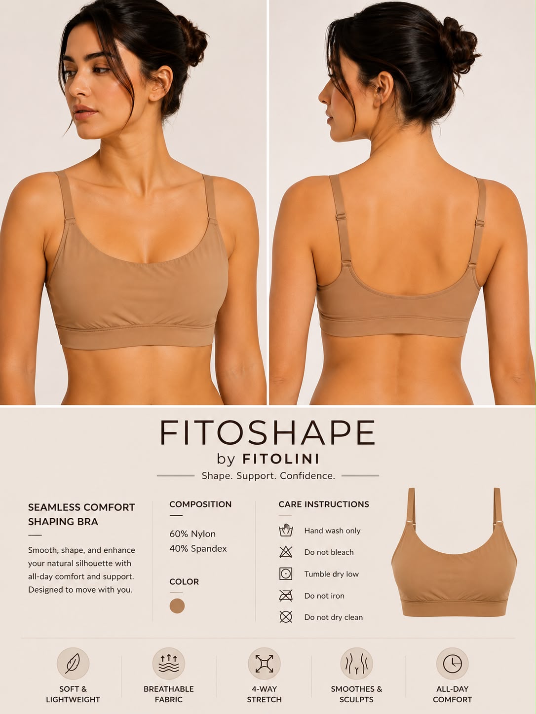 FITOSHAPE by FITOLINI – Seamless Comfort Shaping Bra
