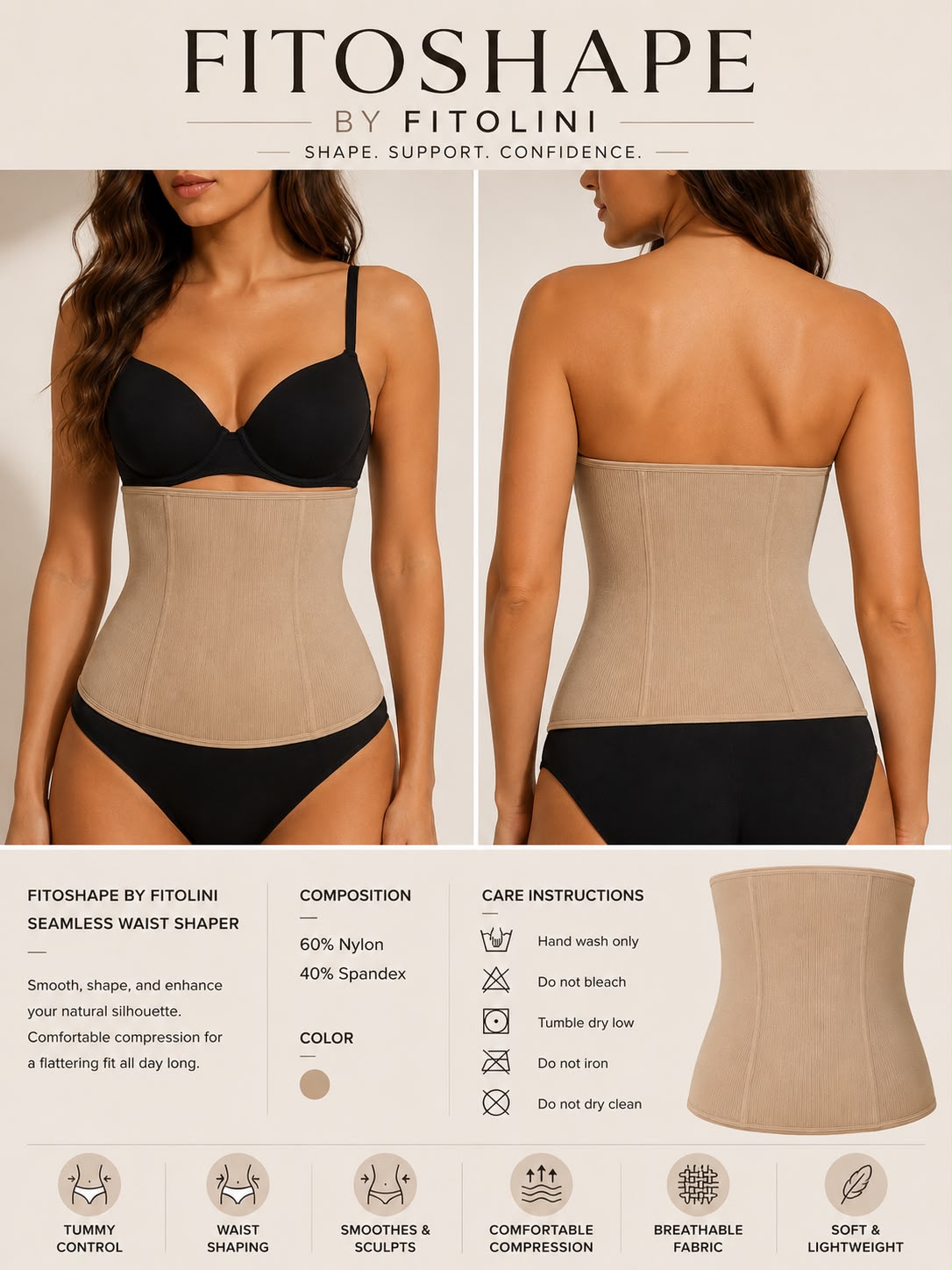 FITOSHAPE by FITOLINI – Seamless Waist Shaper